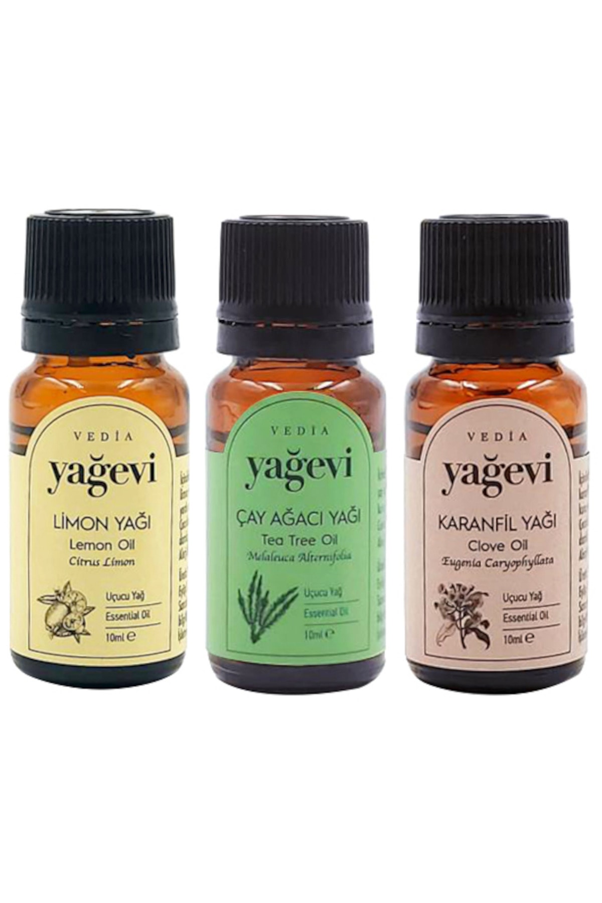 Uçucu Yağ Seti – Limon, Çay Ağacı & Karanfil | 3 x 10 ml Uçucu Yağ Seti – Limon, Çay Ağacı & Karanfil | 3 x 10 ml